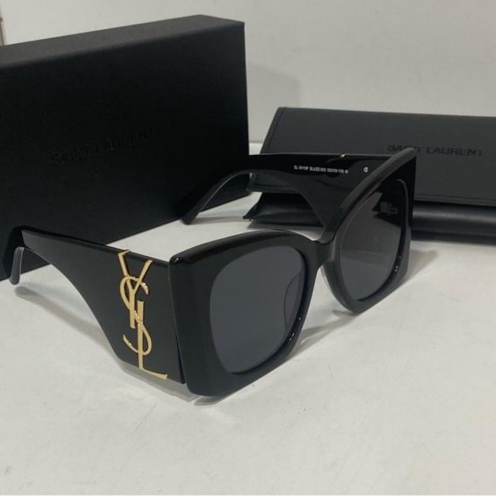 Yves Saint Laurent Black Sunglasses with Gold Accent